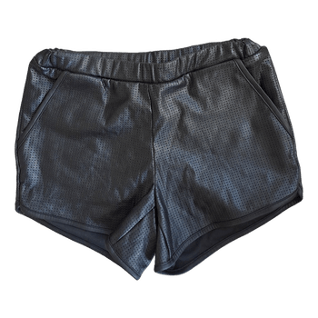 Black faux leather shorts