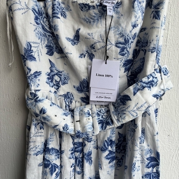 & Other Stories Belted Linen Midi Dress