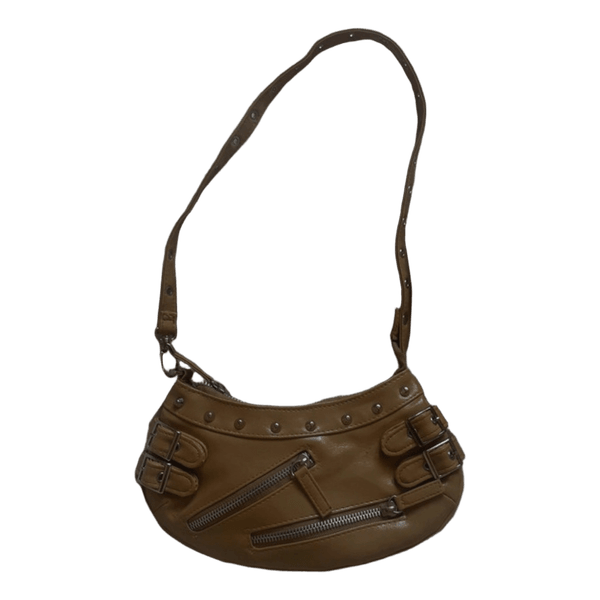 Tan studded shoulder bag