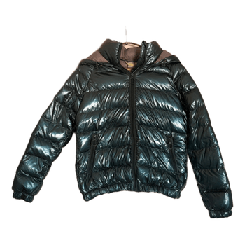 Green metallic puffer jacket