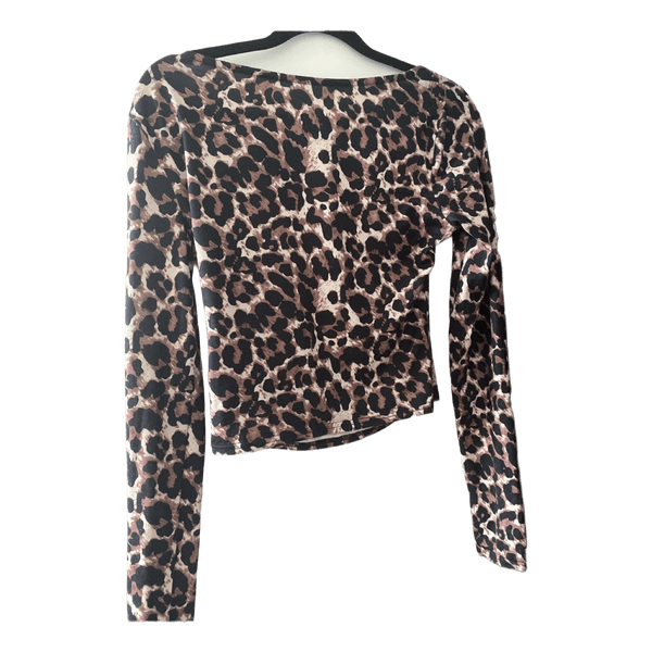 Leopardikuvioinen pitkähihainen crop top