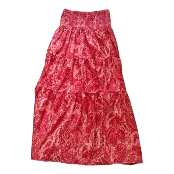 Rød paisley maxinederdel