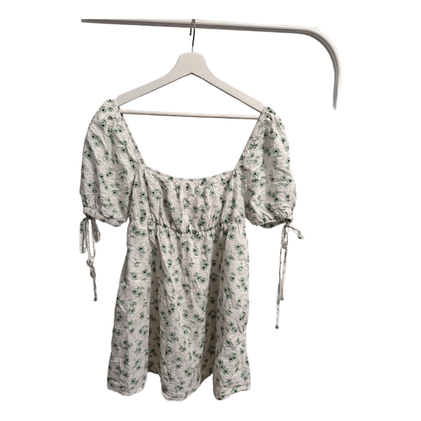 Green floral mini dress