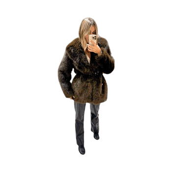 Brown faux fur coat