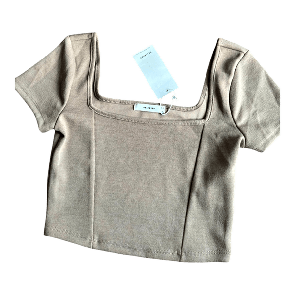 Beige Reserved ribbed crop top