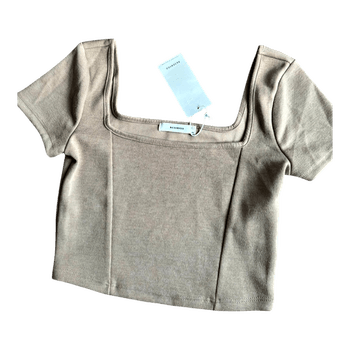 Beige Reserved ribbed crop top