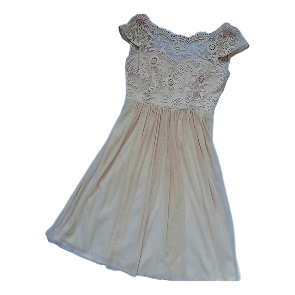 Beige lace mini dress