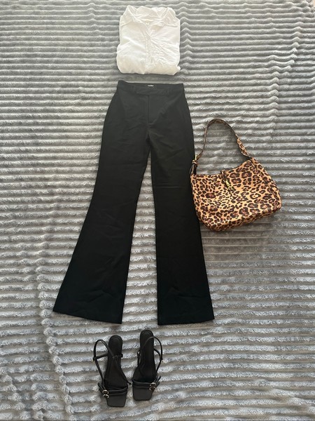 Black flared trousers