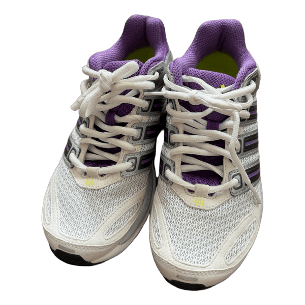 Adidas white and purple sneakers