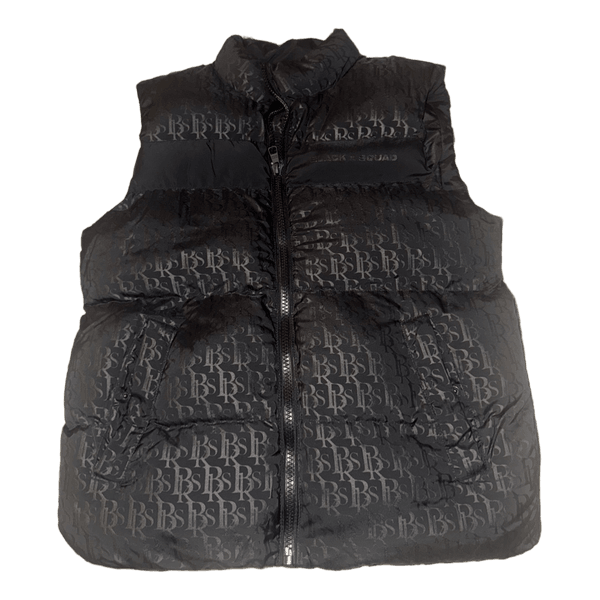 Black quilted puffer vest