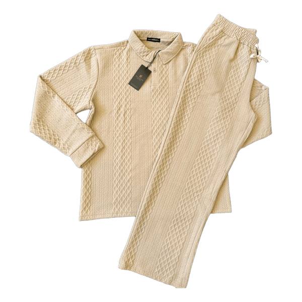 Beige textured knit set