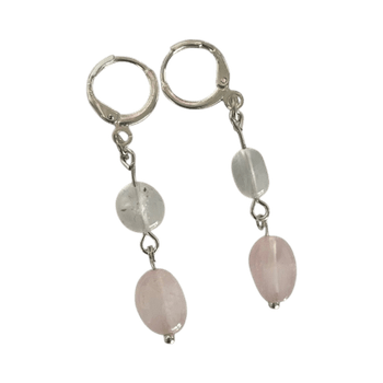 Ruusukvartsi & kuukivi korvakorut