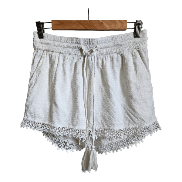 OBJECT White Cotton Crochet Lace Shorts Size M Boho Beach Festival Summer