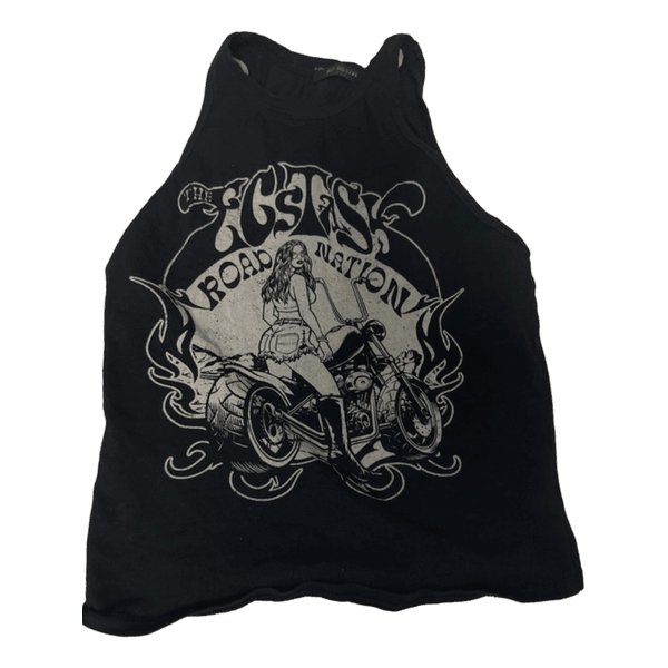 Black motorcycle print top