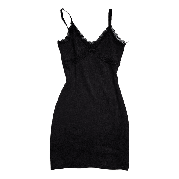 Black lace trim dress