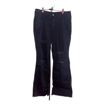 Black distressed wide leg jeans