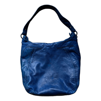 Blue leather shoulder bag
