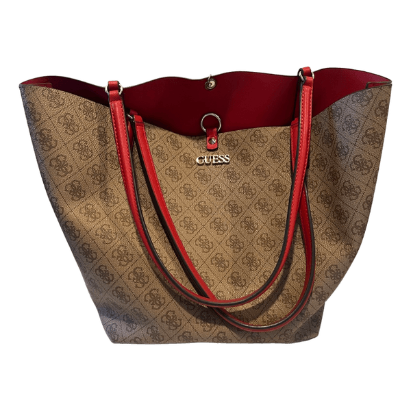 Guess brown red tote bag