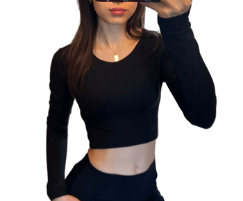 Black long sleeve crop top