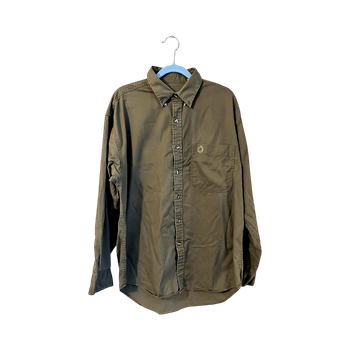 Olive green button-up shirt