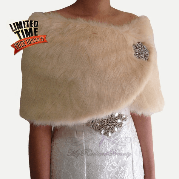 Champagne faux fur wrap