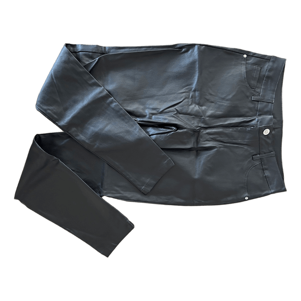 Black faux leather trousers