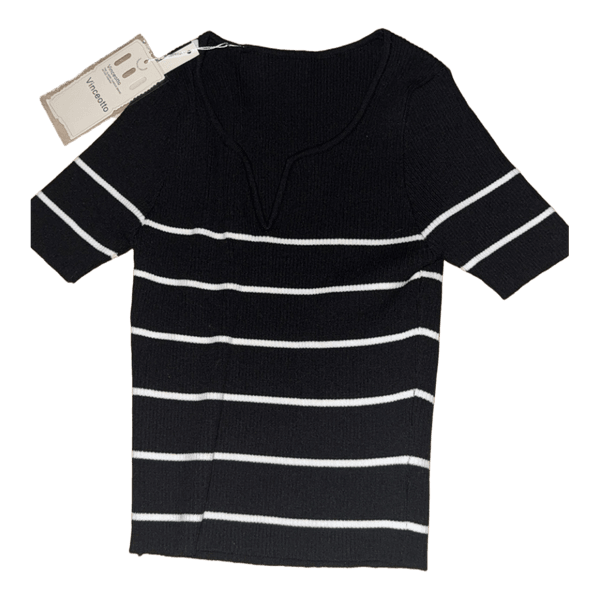 Black striped knit top