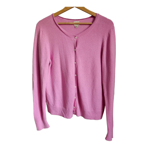 a.n.a A New Approach Pink 100% Cotton Cardigan Size M Button Front Knit Sweater