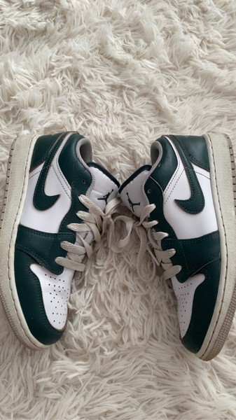 Green white jordan sneakers