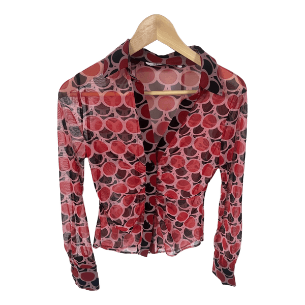 Zara printed mesh blouse