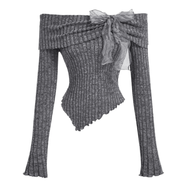 Grey off shoulder top