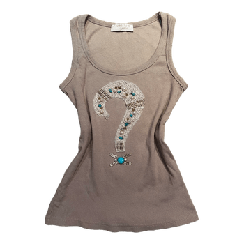Beige ribbed tank top