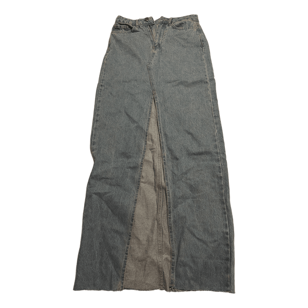 Blå denim maxinederdel