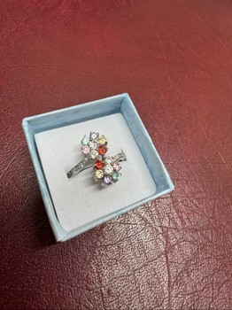 New 925 Sterling Silver Ring with Colorful Stones | Size 18.1 | NOS
