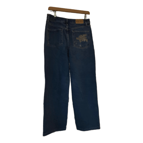 NA-KD blå jeans med motiv