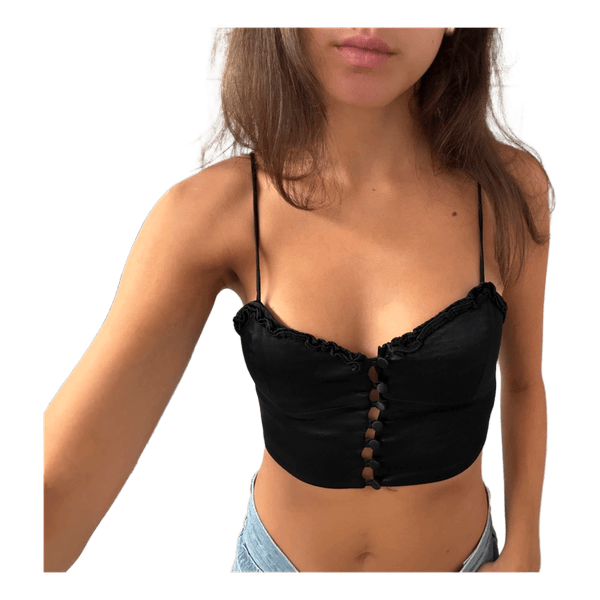 Black satin crop top
