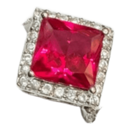 Silver 925, fancy ring with a reddish stone and cubic zirconias | NOS