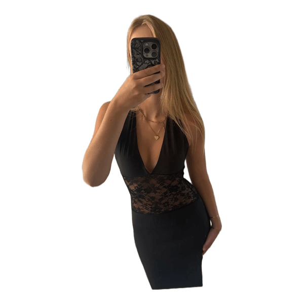 Sortlang blondekjole