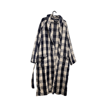 Navy checkered bathrobe, M