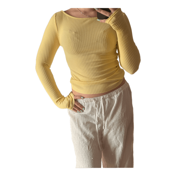 Yellow ribbed long-sleeved top