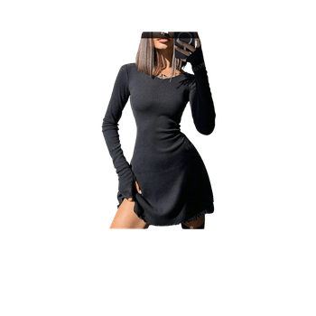 Black long-sleeve dress