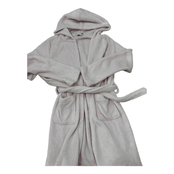 Pink fleece bathrobe