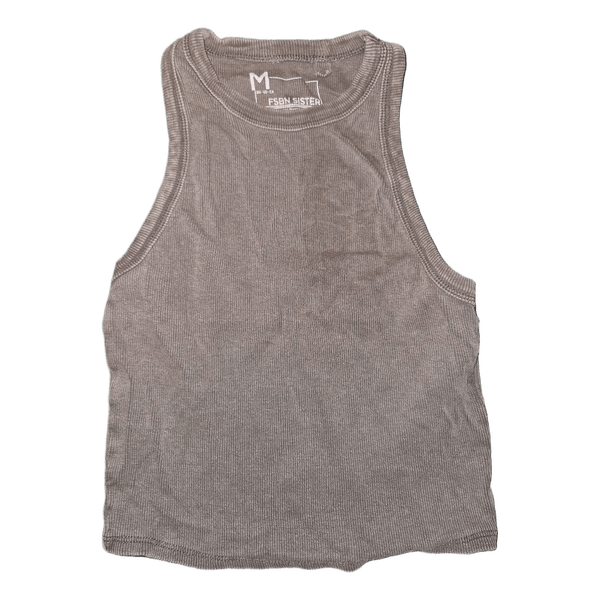 Brown ribbed crop top