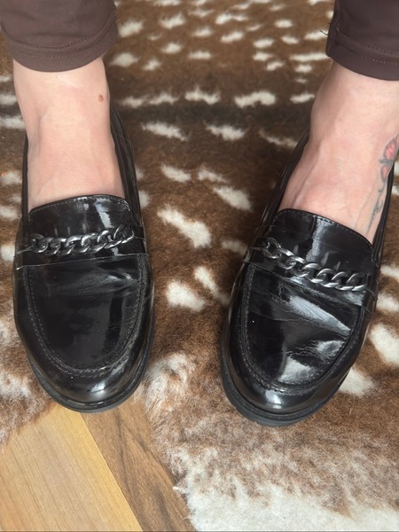 Black patent loafers