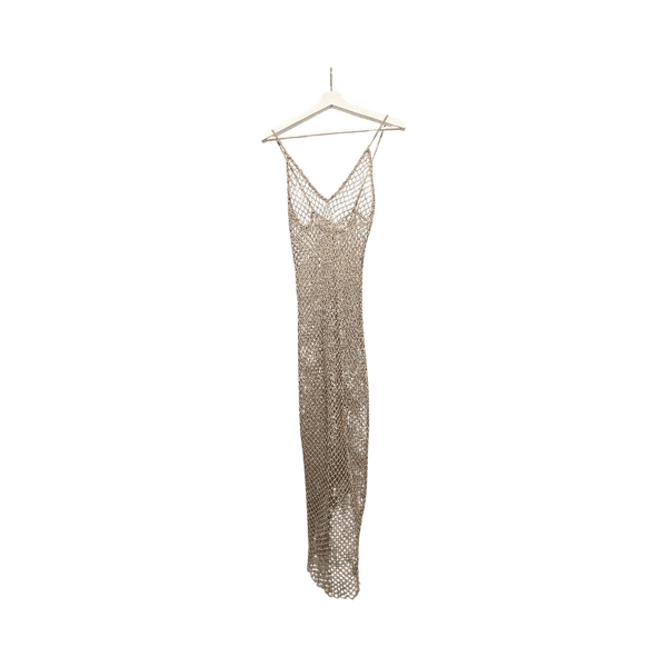 Beige mesh long dress