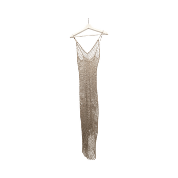 Beige mesh long dress