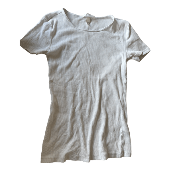 Hvid ribbet t-shirt