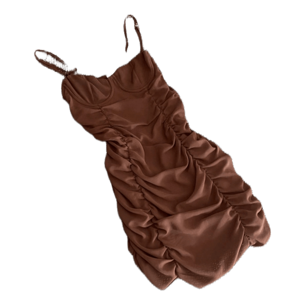 Bershka Brown ruched mini dress