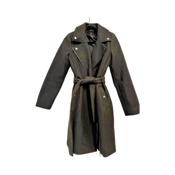 Tummanvihreä vyöllinen takki