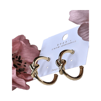 Gold hoop earrings with knot design